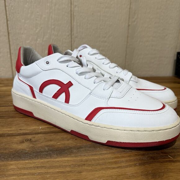 Løci Men's Red White Leather Low Top‎ Sneakers Size 47 US 13 LOCI - Picture 2 of 9